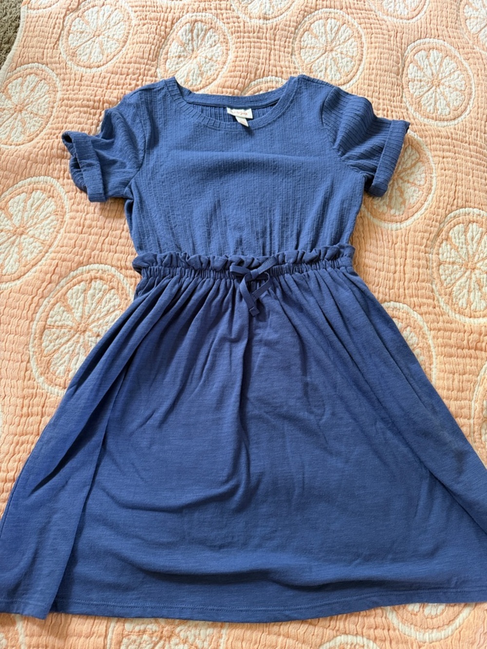 Cat & Jack Blue Short Sleeve Drawstring Waist Dress